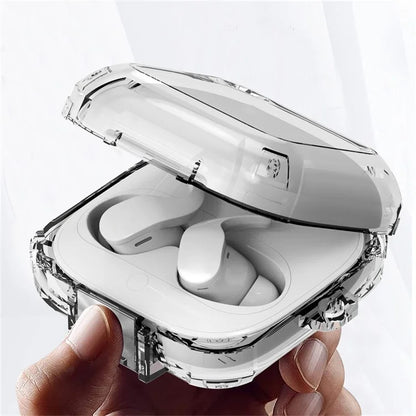 For Beats Fit Pro Clear TPU Case TWS Earphone Protector Cover with Metal Lock and Carrying Buckle Black