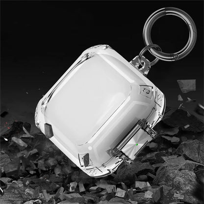 For Beats Fit Pro Clear TPU Case TWS Earphone Protector Cover with Metal Lock and Carrying Buckle Black