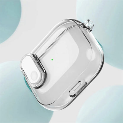 For Apple AirPods 3 Bluetooth Earphone Case Buckle Design Clear TPU Cover with Carabiner Purple