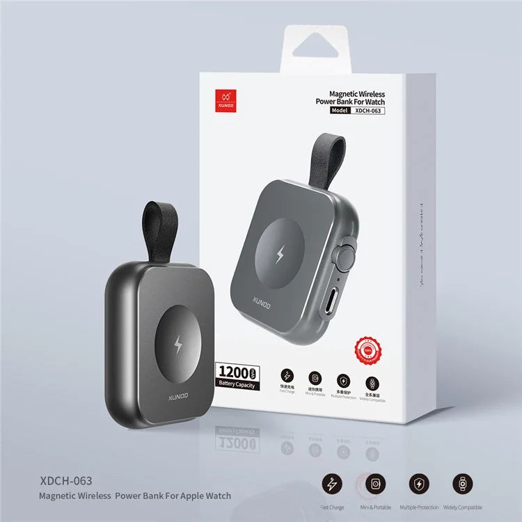 XUNDD XDCH-063 WP1 For Apple Watch 1200mAh Power Bank with Hanging Buckle Magnetic Wireless Charger