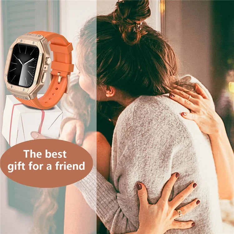 For Apple Watch Series 9 8 7 45mm / 6 5 4 SE SE (2022) SE (2023) 44mm Integral Watch Band with Case