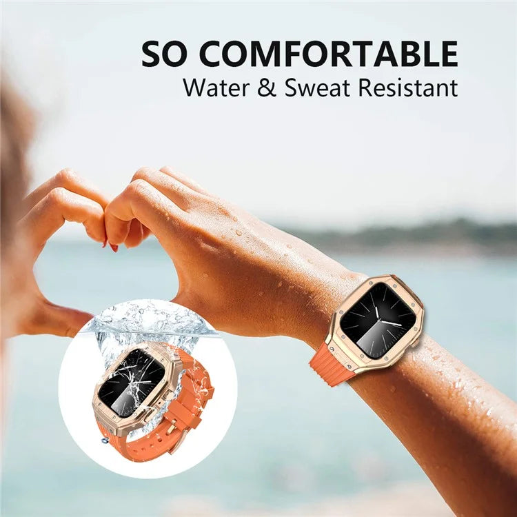 For Apple Watch Series 9 8 7 45mm / 6 5 4 SE SE (2022) SE (2023) 44mm Integral Watch Band with Case