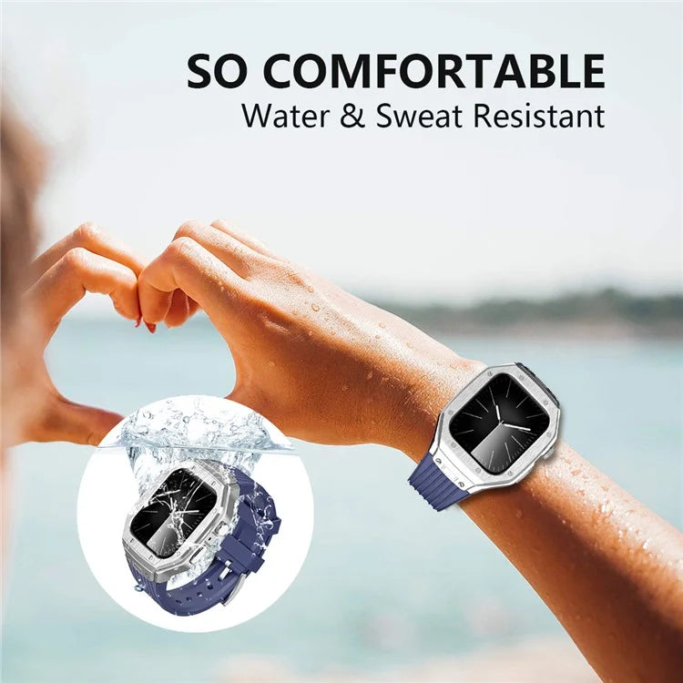 For Apple Watch Series 9 8 7 45mm / 6 5 4 SE SE (2022) SE (2023) 44mm Integral Watch Band with Case