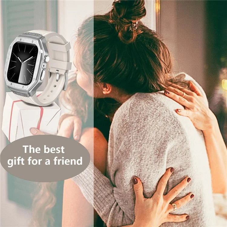 For Apple Watch Series 9 8 7 45mm / 6 5 4 SE SE (2022) SE (2023) 44mm Integral Watch Band with Case