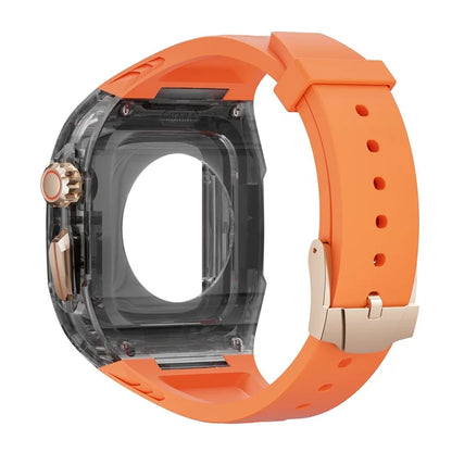 For Apple Watch 9  /  8  /  7 45mm  /  SE (2023)  /  SE (2022)  /  SE  /  6  /  5  /  4 44mm TPU Watch Band with PC Case Black