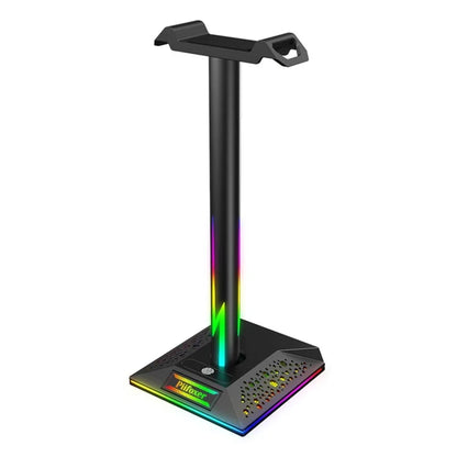 EB01-B RGB Gaming Headset Stand with 2 USB Ports, Memory Function Headphone Holder with 10 Light Modes