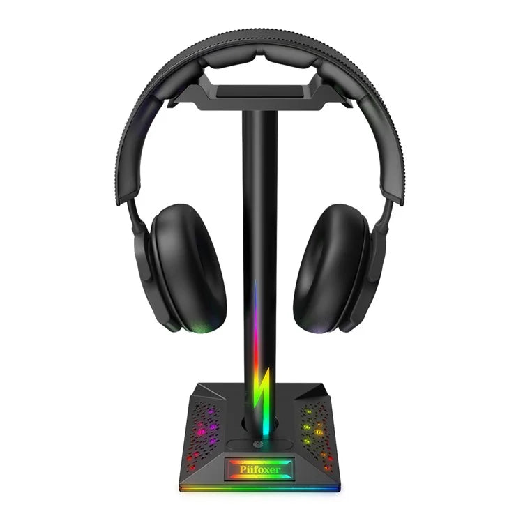 EB01-B RGB Gaming Headset Stand with 2 USB Ports, Memory Function Headphone Holder with 10 Light Modes