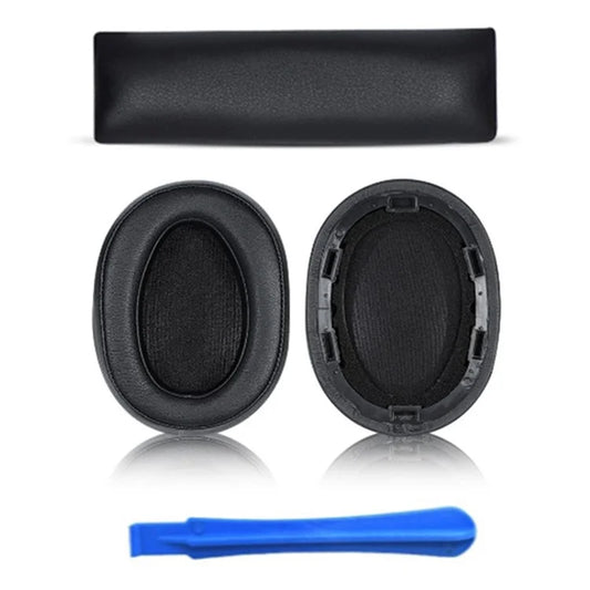 1 Pair For Sony MDR-100ABN / WH-H900N Headphone Protein Leather Ear Pads+Mini Crowbar+Head Beam Sleeve