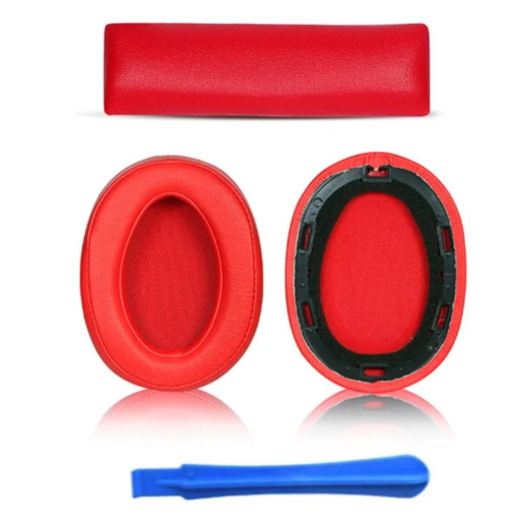 1 Pair For Sony MDR-100ABN / WH-H900N Headphone Protein Leather Ear Pads+Mini Crowbar+Head Beam Sleeve