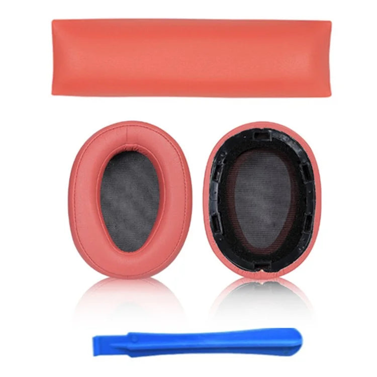 1 Pair For Sony MDR-100ABN / WH-H900N Headphone Protein Leather Ear Pads+Mini Crowbar+Head Beam Sleeve
