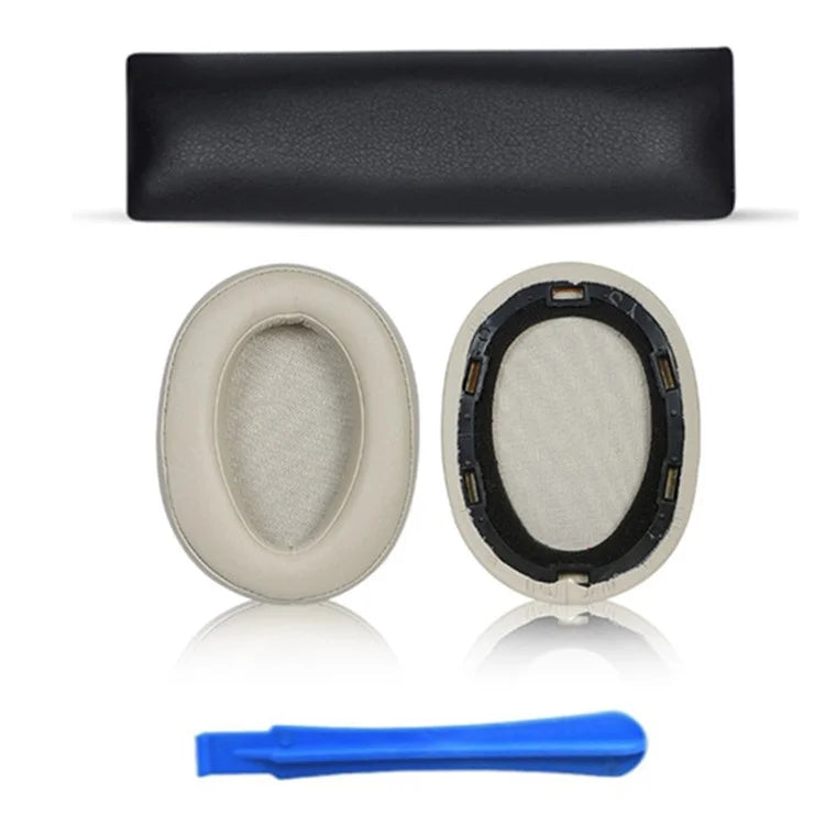 1 Pair For Sony MDR-100ABN / WH-H900N Headphone Protein Leather Ear Pads+Mini Crowbar+Head Beam Sleeve