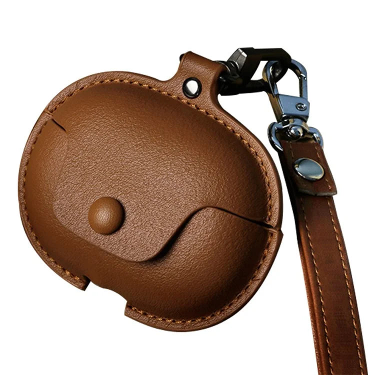 For Huawei FreeClip Wireless Charging Case Leather Cover Anti-drop Protector with Short Strap