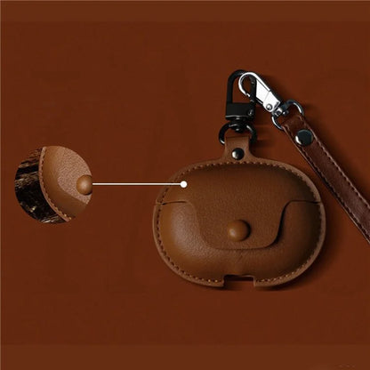 For Huawei FreeClip Wireless Charging Case Leather Cover Anti-drop Protector with Short Strap