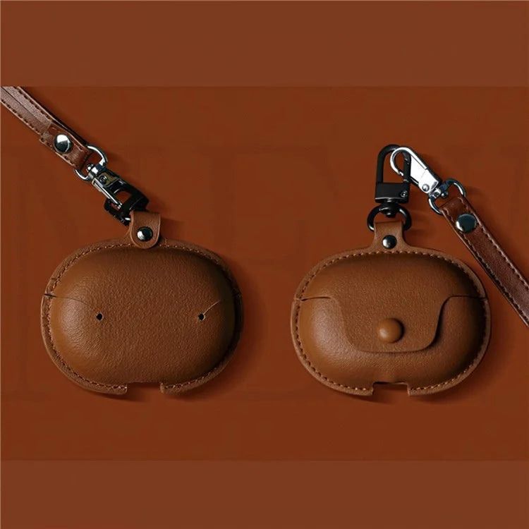 For Huawei FreeClip Wireless Charging Case Leather Cover Anti-drop Protector with Short Strap