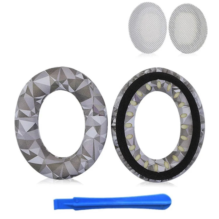 For BOSE QC35  /  QC35 II Camouflage Pattern Protein Leather + Sponge Ear Cushions with Crowbar