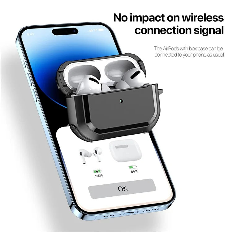 DUX DUCIS PECA Series for Apple AirPods Pro 2 Armor Cover Shock-Absorbing PC+TPU Earphone Case with Keychain