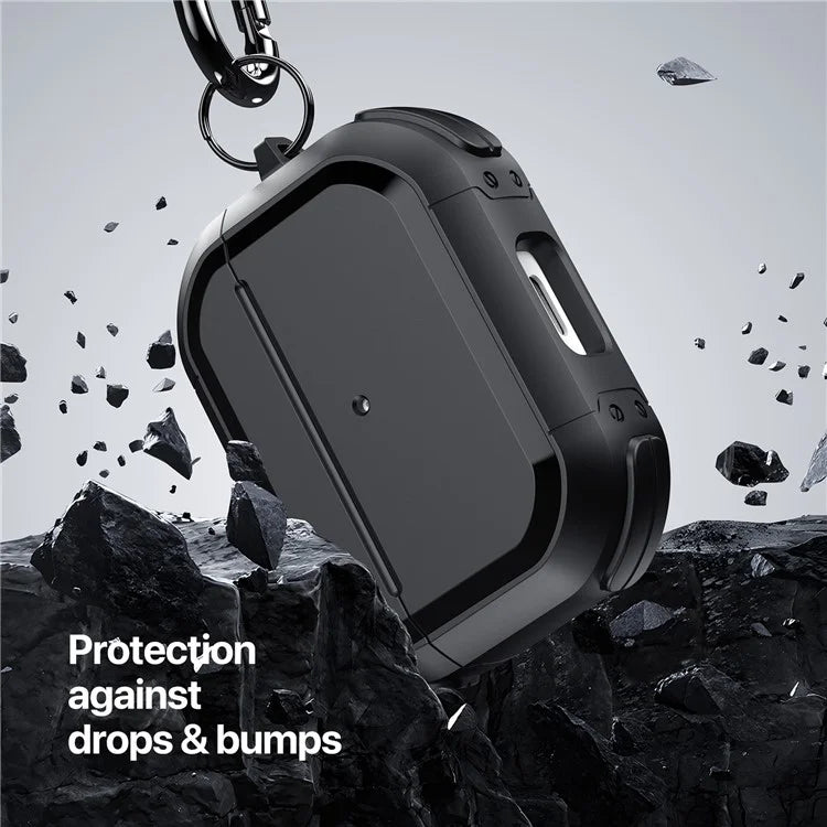 DUX DUCIS PECA Series for Apple AirPods Pro 2 Armor Cover Shock-Absorbing PC+TPU Earphone Case with Keychain