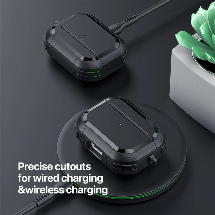 DUX DUCIS PECA Series for Apple AirPods Pro 2 Armor Cover Shock-Absorbing PC+TPU Earphone Case with Keychain