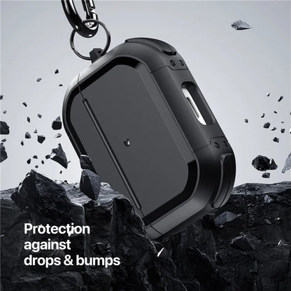 DUX DUCIS PECA Series for Apple AirPods Pro 2 Armor Cover Shock-Absorbing PC+TPU Earphone Case with Keychain