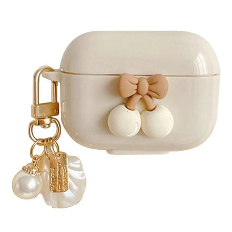 Anti-scratch Cover for AirPods Pro 2 Cherry Decor TPU Earphone Sleeve with Pendant