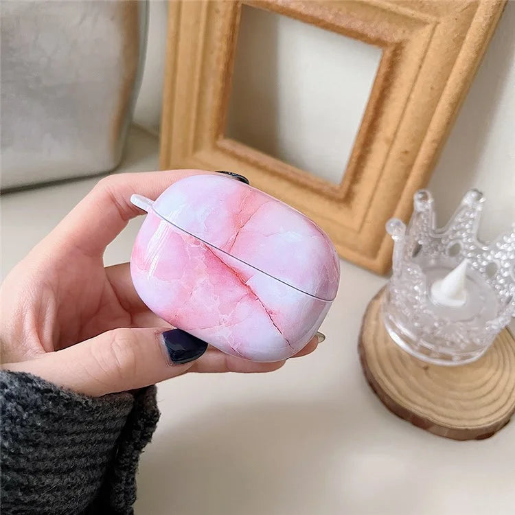 For Redmi Buds 5 Pro Marble Pattern PC Case Anti-scratch Bluetooth Earphone Cover+Pink