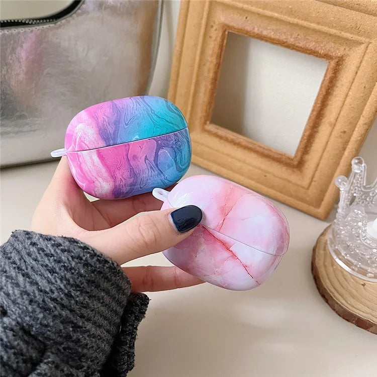 For Redmi Buds 5 Pro Marble Pattern PC Case Anti-scratch Bluetooth Earphone Cover+Pink