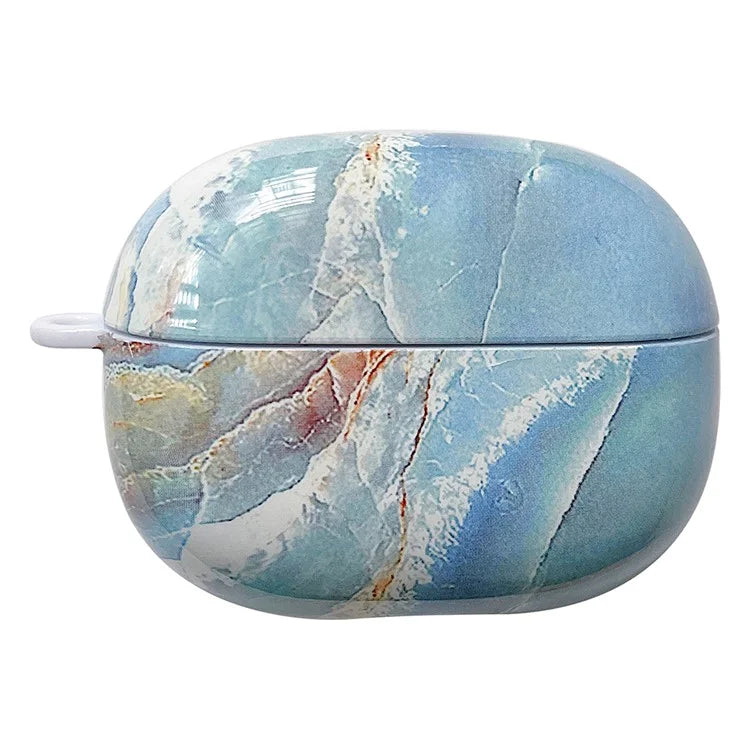 For Redmi Buds 5 Pro Marble Pattern PC Case Anti-scratch Bluetooth Earphone Cover+Blue