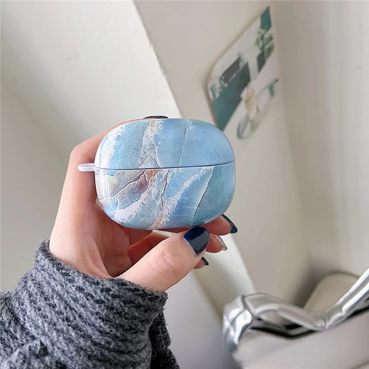 For Redmi Buds 5 Pro Marble Pattern PC Case Anti-scratch Bluetooth Earphone Cover+Blue