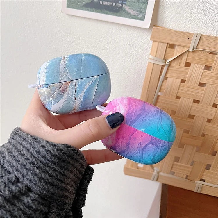 For Redmi Buds 5 Pro Marble Pattern PC Case Anti-scratch Bluetooth Earphone Cover+Blue