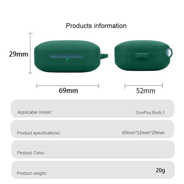 For OnePlus Buds 3 Silicone Case Bluetooth Headset Sleeve Cover with Buckle