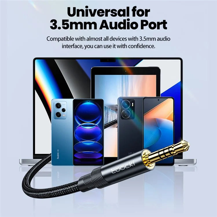 TOOCKI TQ-X41 3m AUX Extension Cable 3.5mm Male to Female Audio Cord Nylon Braided 4 Poles