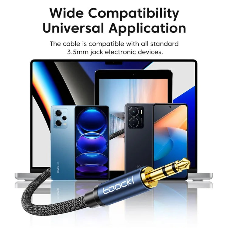 TOOCKI Q-YP05 1m AUX Audio Cable Male to Male 3.5mm Stereo Cable CordBlue