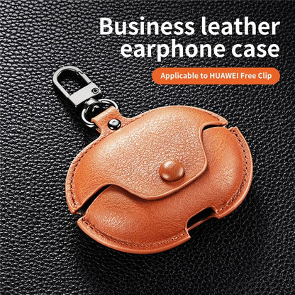 For Huawei FreeClip Earphone Case PU Leather Bluetooth Headset Charging Bin Sleeve