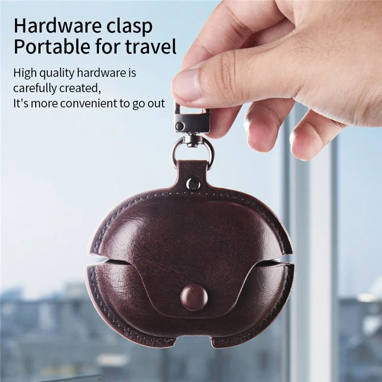 For Huawei FreeClip Earphone Case PU Leather Bluetooth Headset Charging Bin Sleeve - Orange
