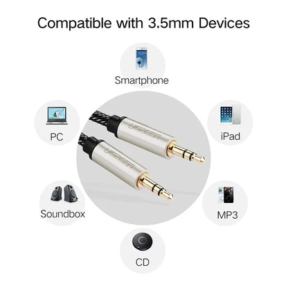 UGREEN 40779 1m Car Audio 3.5mm AUX Cable Male to Male Extension Cord Line for Headphone