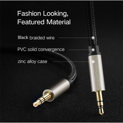 UGREEN 40779 1m Car Audio 3.5mm AUX Cable Male to Male Extension Cord Line for Headphone