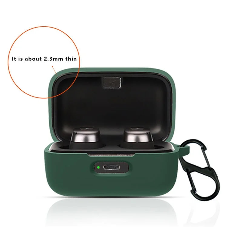 For MOMENTUM True Wireless 4 Earphone Case Silicone Protective Cover with Carabiner