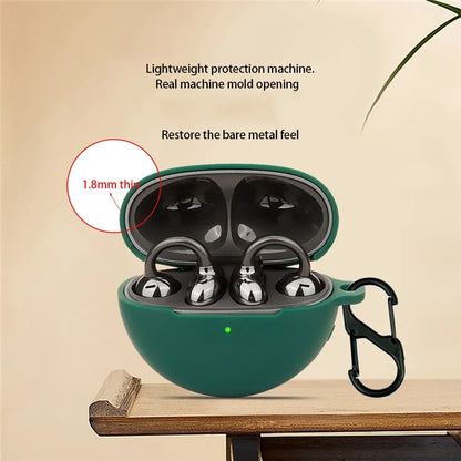 For Huawei FreeClip Earphone Protective Silicone Case Dust Cover with Hanging Buckle