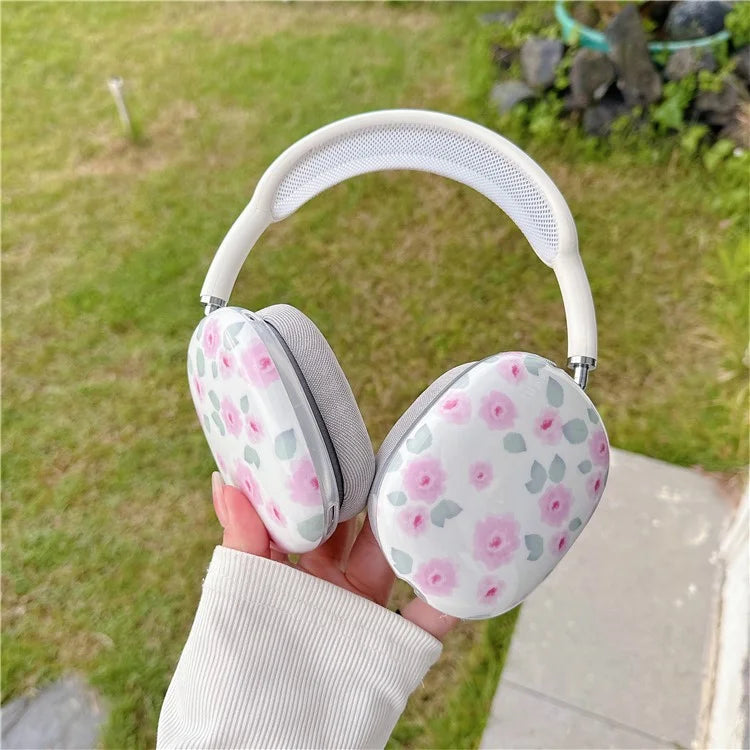 1 Pair For AirPods Max IMD Headset Earmuff Shell Headphone TPU Earpad Cover Flower