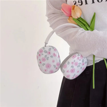 1 Pair For AirPods Max IMD Headset Earmuff Shell Headphone TPU Earpad Cover Flower