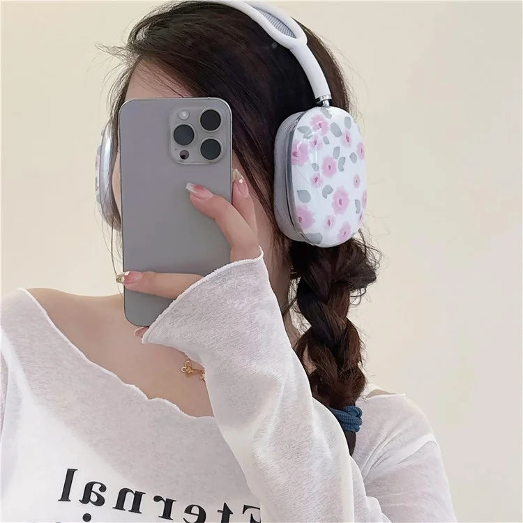 1 Pair For AirPods Max IMD Headset Earmuff Shell Headphone TPU Earpad Cover Flower