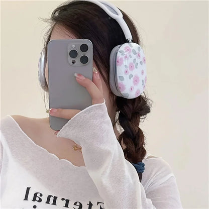1 Pair For AirPods Max IMD Headset Earmuff Shell Headphone TPU Earpad Cover Flower