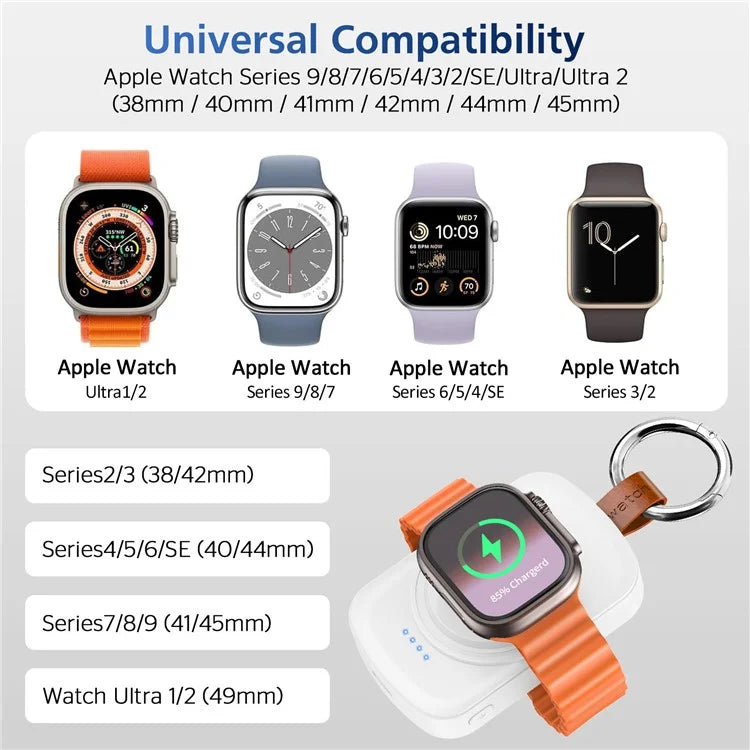 X27 For Apple Watch Series 1 2 / 3 42mm 4 / 5 / 6 / SE 44mm 8 / 7 / 9 45mm Ultra / Ultra2 49mm Magnetic Wireless Charger ABS+PC Power Bank