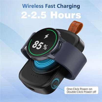 X27 For Samsung Galaxy Watch 6 / Watch 5 / Watch 4 40mm 44mm Magnetic Wireless Charger Power Bank with Keychain