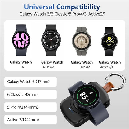 X27 For Samsung Galaxy Watch 6 / Watch 5 / Watch 4 40mm 44mm Magnetic Wireless Charger Power Bank with Keychain