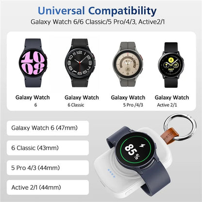 X27 For Samsung Galaxy Watch 6 / Watch 5 / Watch 4 40mm 44mm Magnetic Wireless Charger Power Bank with Keychain