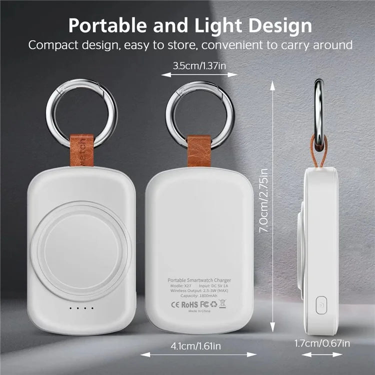X27 For Samsung Galaxy Watch 6 / Watch 5 / Watch 4 40mm 44mm Magnetic Wireless Charger Power Bank with Keychain