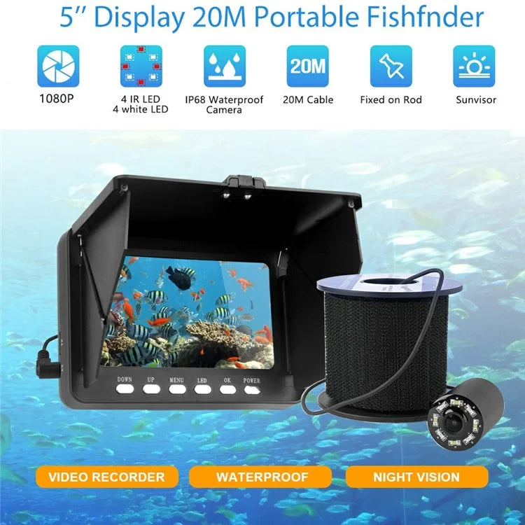 SYSD-519C Waterproof Fish Finder 5-Inch Screen 20m Wire Underwater Fishing Camera