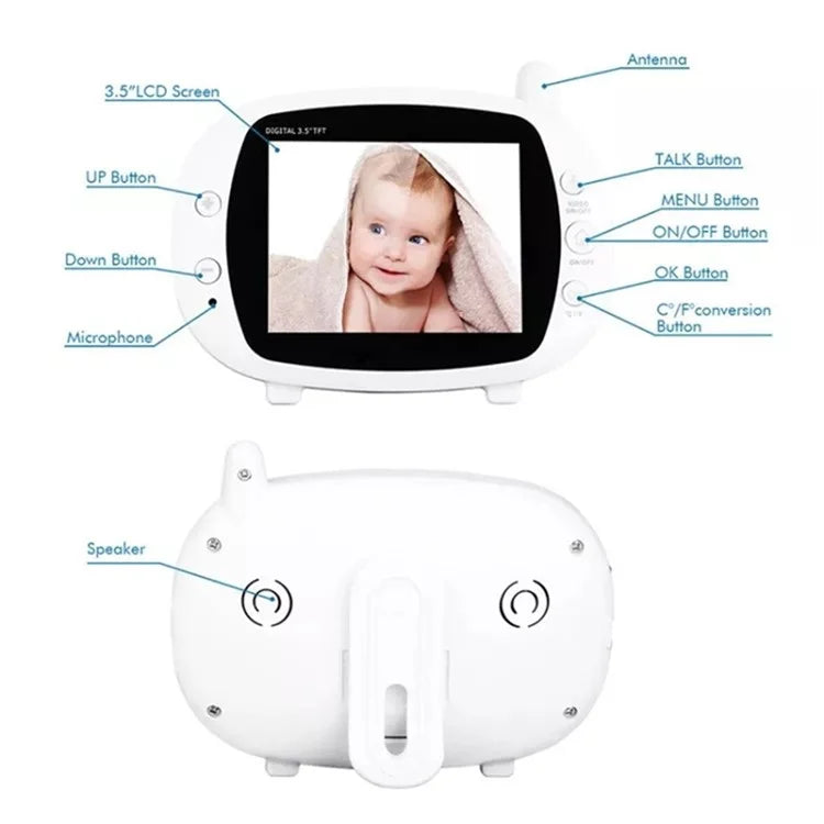 850 Baby Monitor with Camera and Audio 3.5inch Screen Support Two-Way Voice Infrared Night Vision