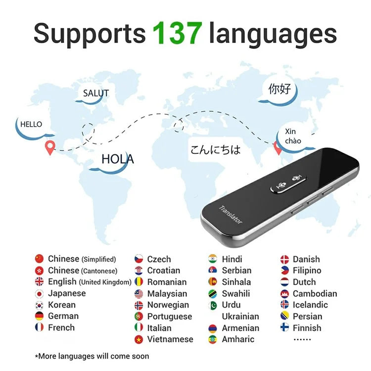 G6X Built-in 600mAh Battery Bluetooth 137 Languages Speech Translator for iOS, Android